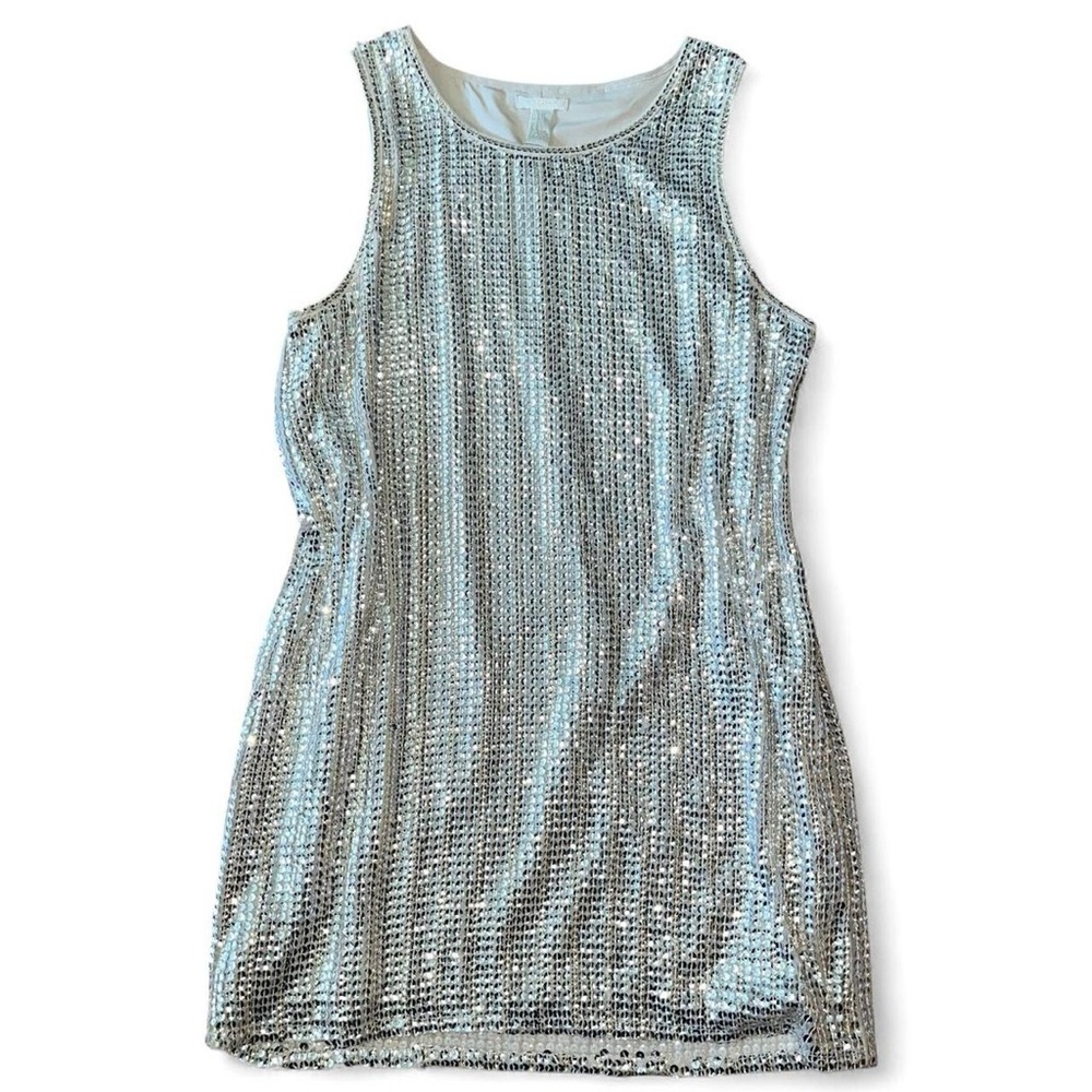Forever 21 Silver sequin mini shirt dress with a touch of glamour sz large L